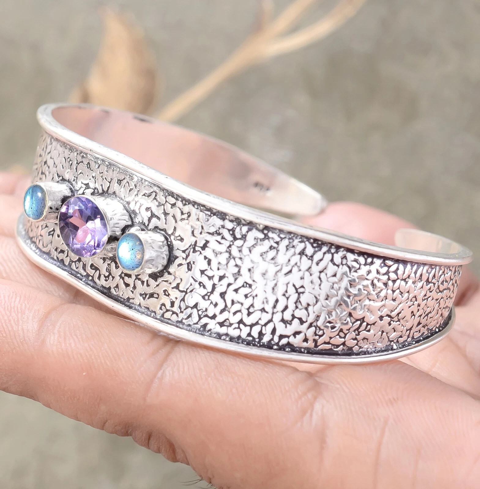 VALENTINO Bracciale sfaccettato ametista e labradorite argento sterling 925 abbigliamento festa