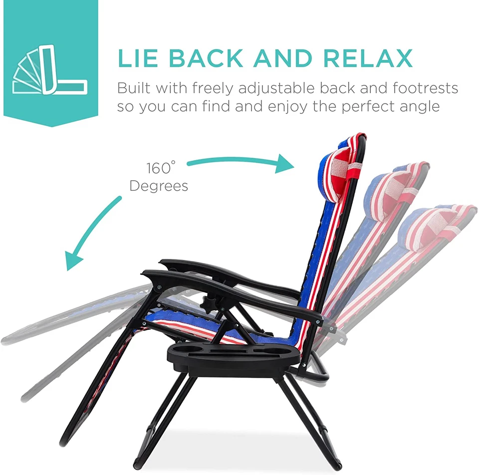 Juego de 2 sillones reclinables ajustables Best Choice American Flag Foto 2 de 4