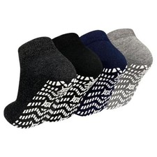 Non-Slip Grip Socks for Men: Grippy Socks Hospital 11-13 Mixed Colors-4pack