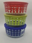 3 Pyrex Polka Dot 100 Anniversary Storage Bowls Red Green Blue New Never Used