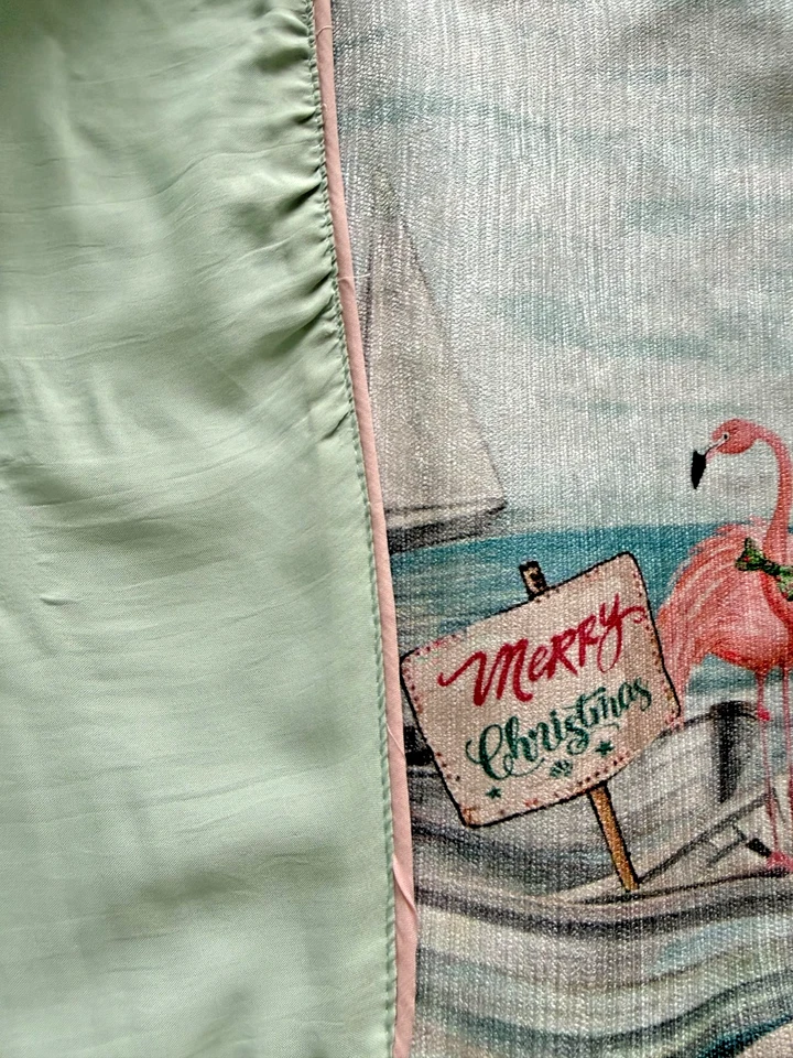 Coastal Collection Tropical Beach Christmas Table Runner 16x72 Flamingos Beads - Image 2 of 4