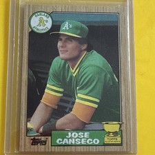Topps 1987 Jose Canseco Oakland Athletics All-Star Rookie Card #620. rookie card picture