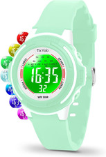Digital Kids Watch with 7 Color Lights 50M Waterproof,Alarm,Stopwatch,Soft Strap