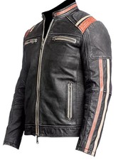 Giacca pelle uomo vintage moto cafe racer biker retrò moto invecchiata