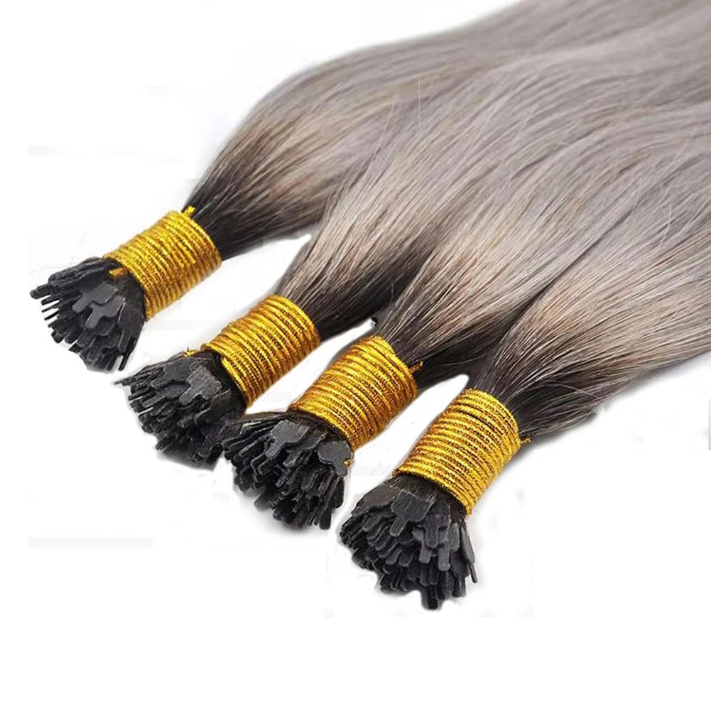 PRE BONDED Ombre Grey Y Tip Hair Extensions 100% Remy Human Hair Extension 100g - Picture 1 of 9