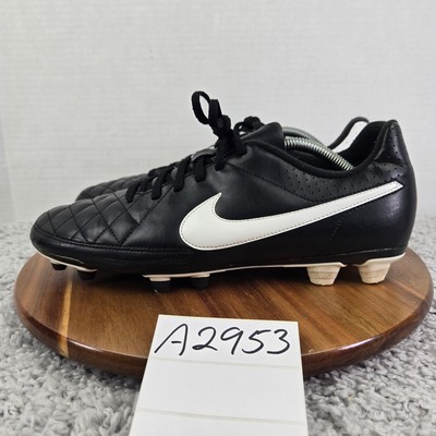 Nike Tiempo Rio II FG Black White Athletic Soccer Cleats Mens 12