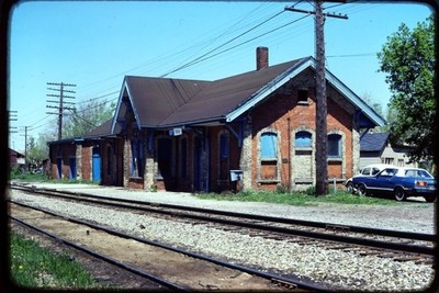 1979 Kodachrome ORIGINAL Slide (x3) - GTW GRAND TRUNK  HOLLY MI DEPOT PM Station