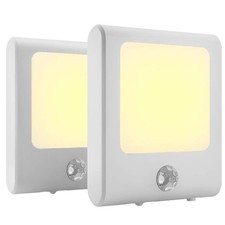 2Pack Plug-In Motion Sensor Night Lights Warm White Adjustable Brightness LED