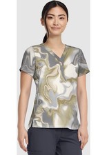 Healing Hands Scrubs Women's Briana Print Top HH906 SKWV Silk Waves Free Ship