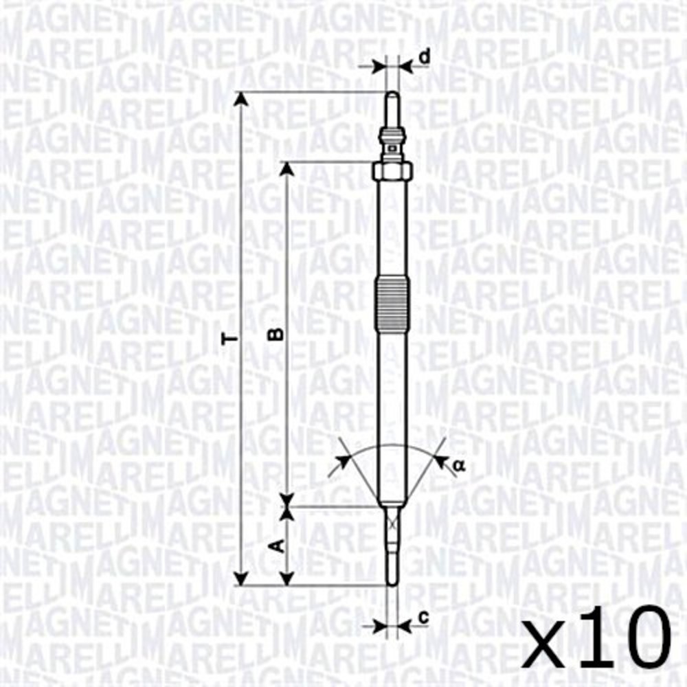 MAGNETI MARELLI Glow Plug X10 Pcs For SSANGYONG Actyon Kyron Rexton 6651590101