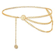Multilayer Metal Waist Chain Belt for Women, Fashion Multilayer Adjustable Wo...