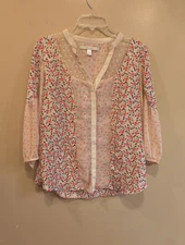 LC Lauren Conrad Women's Large Blouse Top 3/4 Sleeve