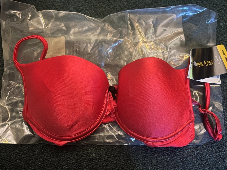 NUEVO-LOTE DE 4, NUEVO CON ETIQUETAS, sujetador Wonderbra 34B, 7234 satinado push up con aros, stock antiguo Foto 2 de 4