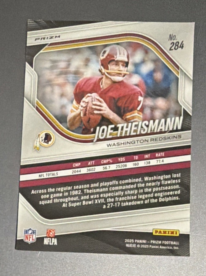 2025 Panini Prizm - Joe Theismann #284 Silver Prizm for sale