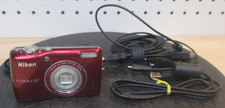 Nikon CoolPix L26 Red Compact 16.1MP 5x Zoom Digital Camera Tested W/ Cords USA