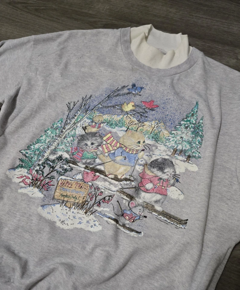 Sudadera De Colección Cascanueces Invierno Gato Temática Cuello Simulado Mujer Talla 1X Abuela Foto 3 de 4