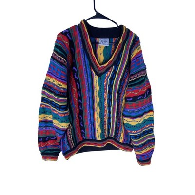 Vintage Cuggi Sweater Mens Medium Multi Wool 3D Knit Coogi Made