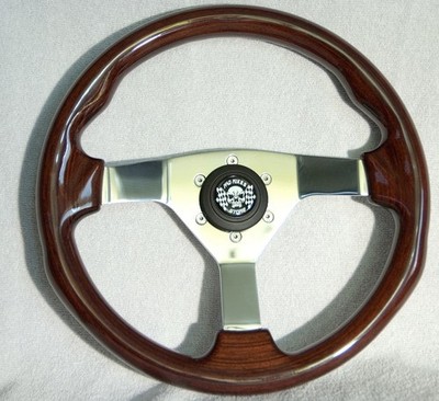 Holzlenkrad Sportlenkrad Holz Chrom 350mm Nabe Opel Commodore Rekord Monza NEU
