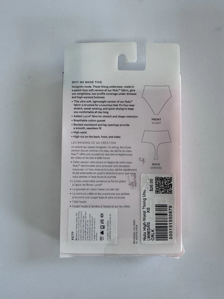 Lululemon Wundermost Tanga Ropa Interior Cuerda Cintura Alta Talla XS Melocotón Nuevo En Caja Foto 2 de 3
