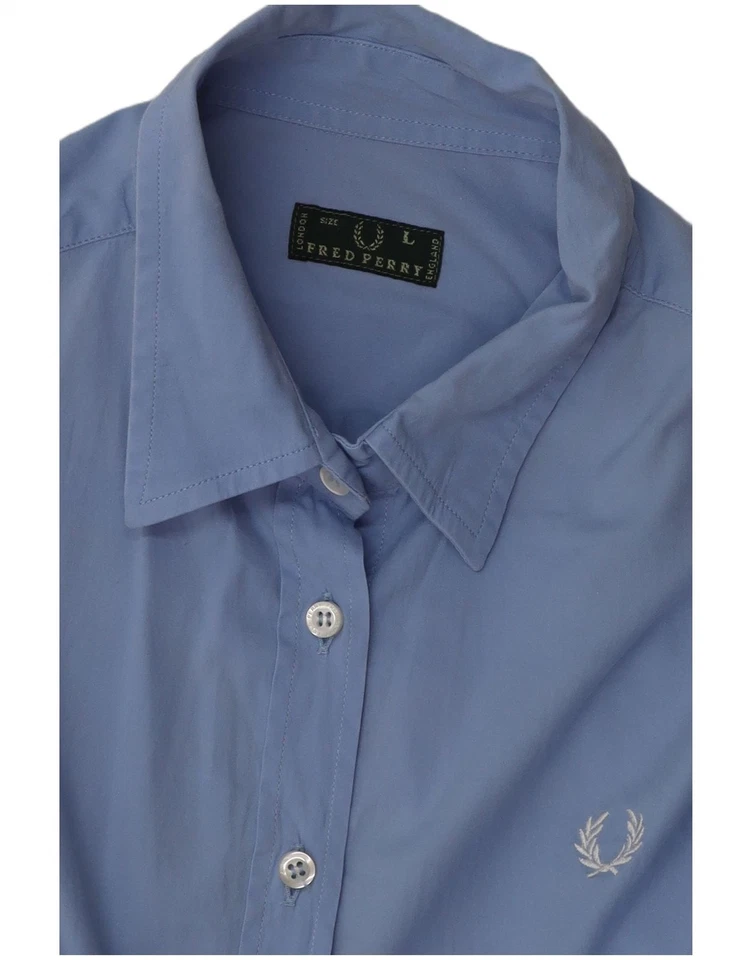 FRED PERRY Womens Shirt UK 16 Large Blue Cotton NZ06 - Image 3 of 3