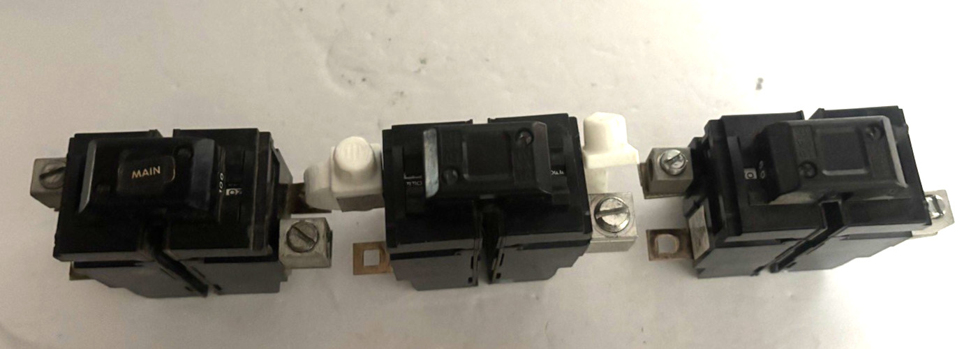 Lot of 3 Pushmatic Single Pole Breakers - 1- 60 Amp & 2 - 100 Amp