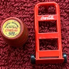 Vintage Coca Cola Miniature Hand Cart and Barrel. 1 3/4"x7/8" B17