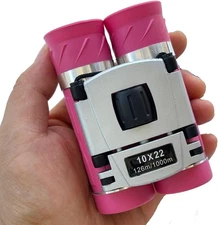 10x22 Compact Binoculars for Adults Teens, Mini Small Optical 10x22, Pink 