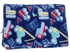 Baby Starters Blue Construction Trucks BEEP Blanket Soft Security Lovey 30x40"