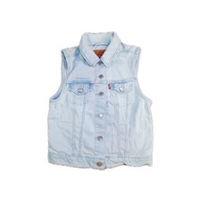 Levi Strauss Women's Sz XS Denim Trucker Vest Light Wash Sleeveless Button Up