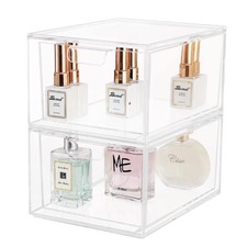 2 Pack Stackable Makeup Organizer - 4.5'' Tall Acrylic Cosmetic Display Case ...
