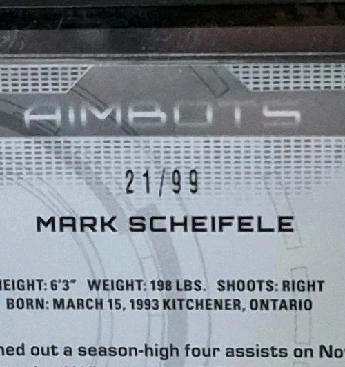 2024-25 UD Series 1 Aimbots Red AB-15  Mark Scheifele /99  Winnipeg Jets - Image 3 of 3