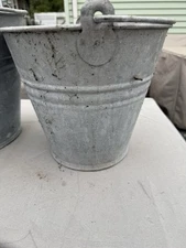 2-Vintage Galvanized Bucket Pails Small & Large Stamped #ebay  @everyone