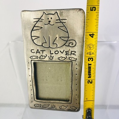 Sonoma Cat Lover Picture Frame Metal  5  X 2.5'' Pewter Color Fish Trim