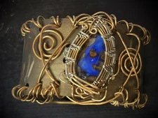 Handmade STUNNING artisan bracelet w/a vivid natural Boulder Opal cabochon.