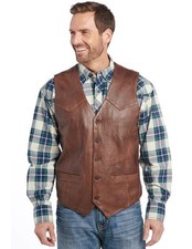Cripple Creek Western Vest Mens Distressed Vintage Brown ML3064