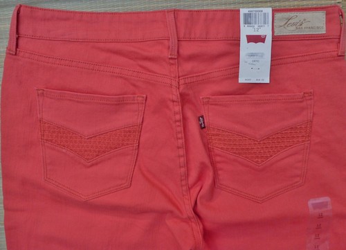 LEVI'S QUALITY DEMI CURVE CLÁSICO MUJER CAPRI ELÁSTICO JEANS LISTA $48 - Imagen 5 de 14