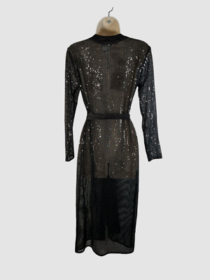 black sequin tuxedo dress $390 Lace Women's Midi Wrap Size XS has returned