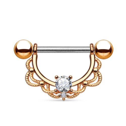2pc Nipple Bar Ring 316L Surgical Steel Opal Zircon Shield Body Piercing Jewelry - Picture 13 of 13