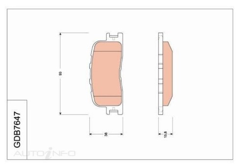 TRW Brake Pad Set Rear For Toyota Kluger MCU28R 3.3L V6 3MZFE 4D SUV Mid-Size - Picture 2 of 2