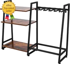 Multi-Guitar Amp Stand - 4 to 6 Guitar Rack, Adjustable, Finish Friendly Floor S