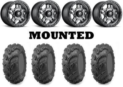 Kit 4 Maxxis Zilla Tires 27x10-14/27x12-14 on Fuel Anza Gray D558 Wheels 550