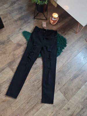 Women Missguided Petite Black Sinner High Waisted Ripped