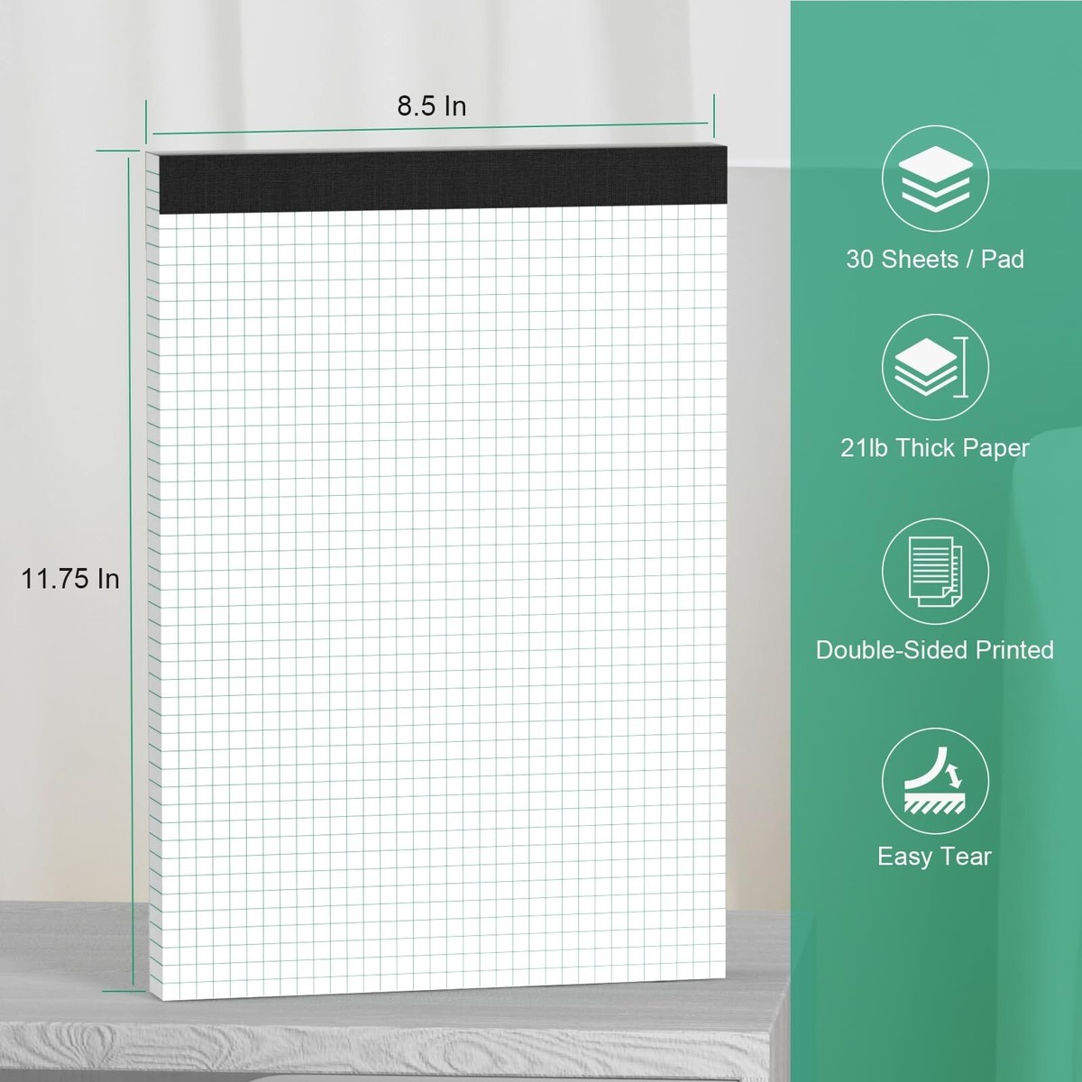 Quad Ruled Graph Paper - Loose Leaf 4x4 Grid Paper - 8x10.5" For 3-Ring Binders (360 Sheets)