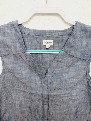 Hatley Damen XS Shirt Denim like"" Top ärmellos V-Ausschnitt Tanktop blau - Bild 3 von 5