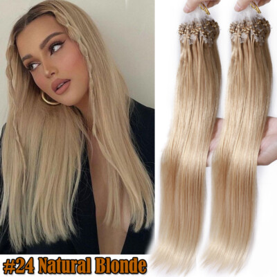 300S Micro Ring Loop Tip 100% Real Human Hair Extensions Micro Beads 150g Thick