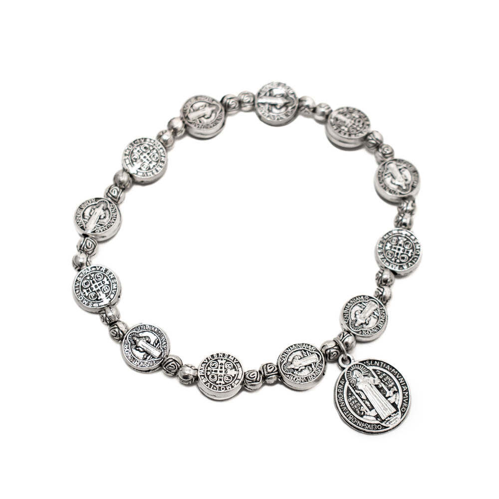 St. Benedict Catholic Bracelet - Solid Stainless Steel Plated, Adjustable, For Health & Peace 1 thumbnail image