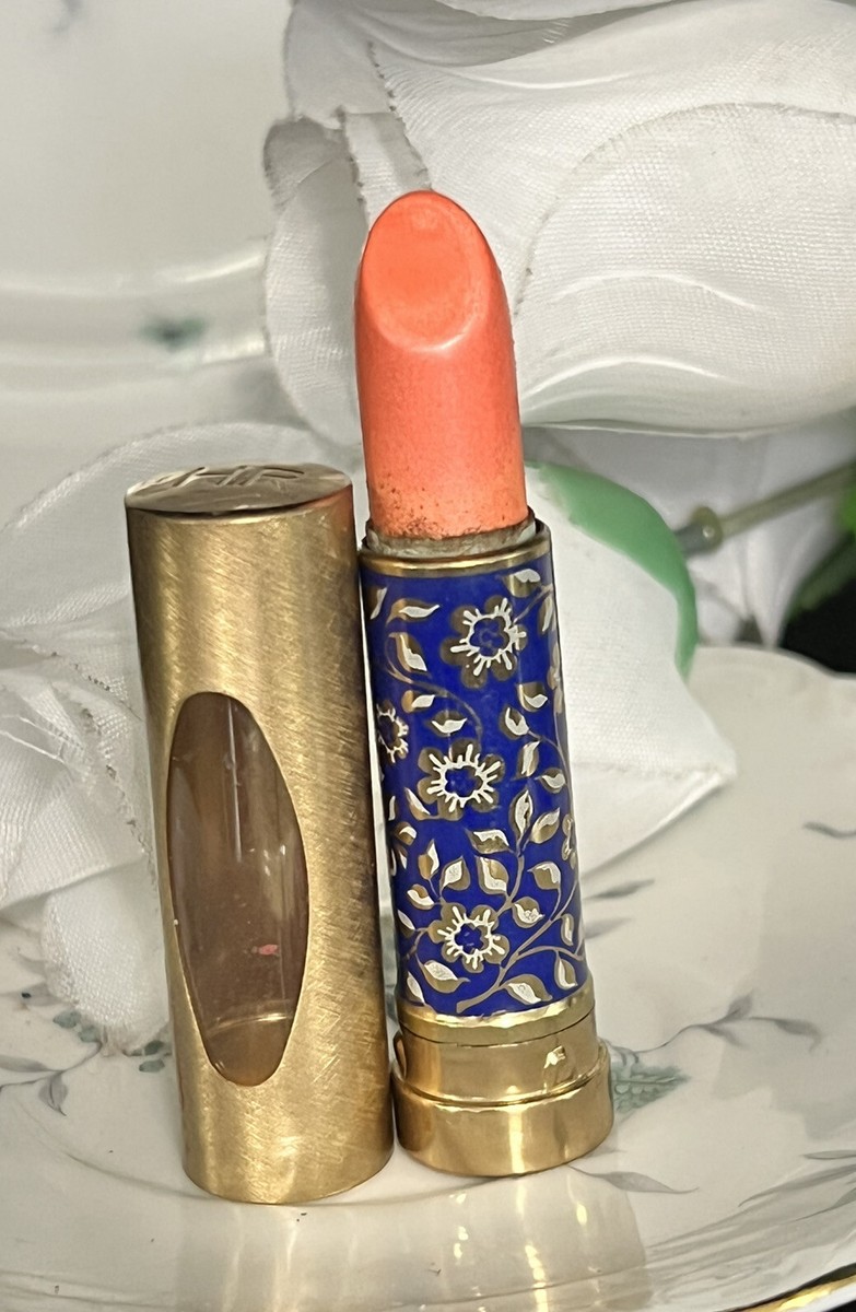 VINTAGE HELENA RUBINSTEIN LE LIPSTICK FLORAL GOLD METAL TUBE