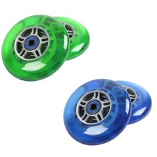 4 WHEELS 2ea Blue/Green With Bearings for RAZOR SCOOTER
