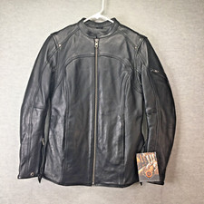 True Element Ladies Leather Black Motorcycle Jacket Small Scooter Collar Nwt
