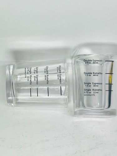 Espresso Shot Glasses Measuring Cup Liquid Heavy Glass Baristas 2oz Lot Of 2 - Picture 2 of 4